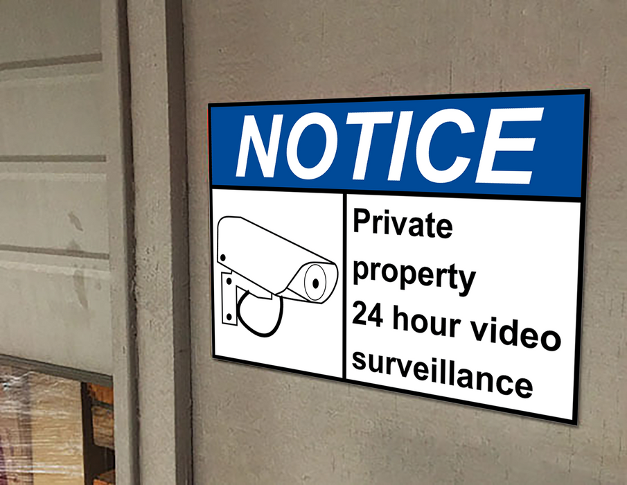 English + Spanish ANSI NOTICE Video Surveillance On Premises Sign With Symbol