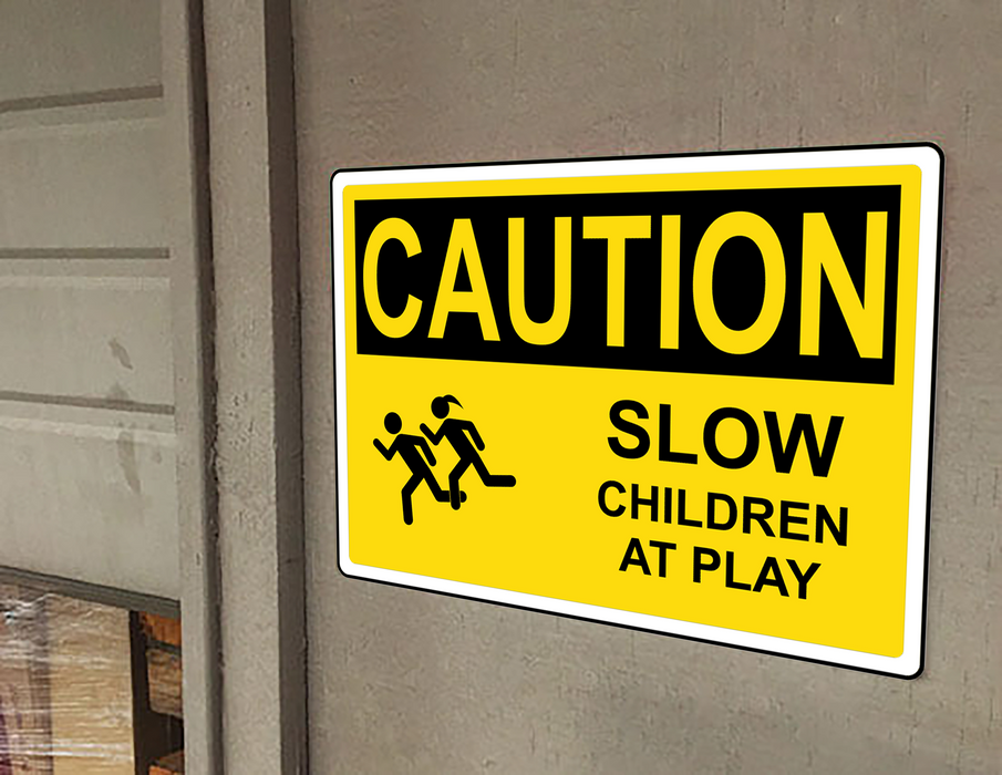 OSHA CAUTION Slow Children At Play Sign With Symbol