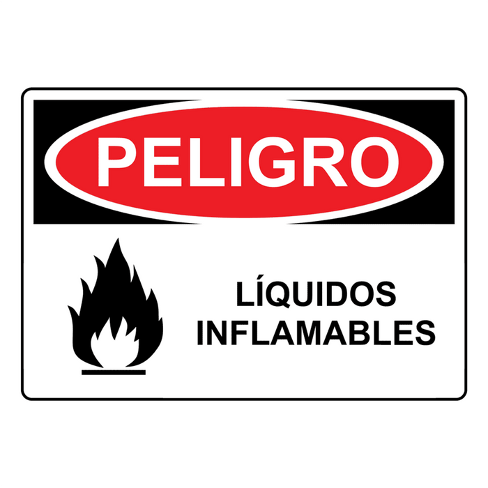 Spanish OSHA DANGER Flammable Liquids Sign With Symbol