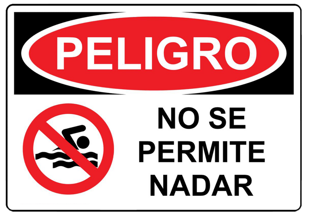 Spanish OSHA DANGER No Swimming Sign With Symbol