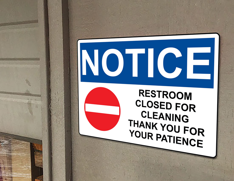 OSHA NOTICE Restroom Closed For Cleaning Sign With Symbol