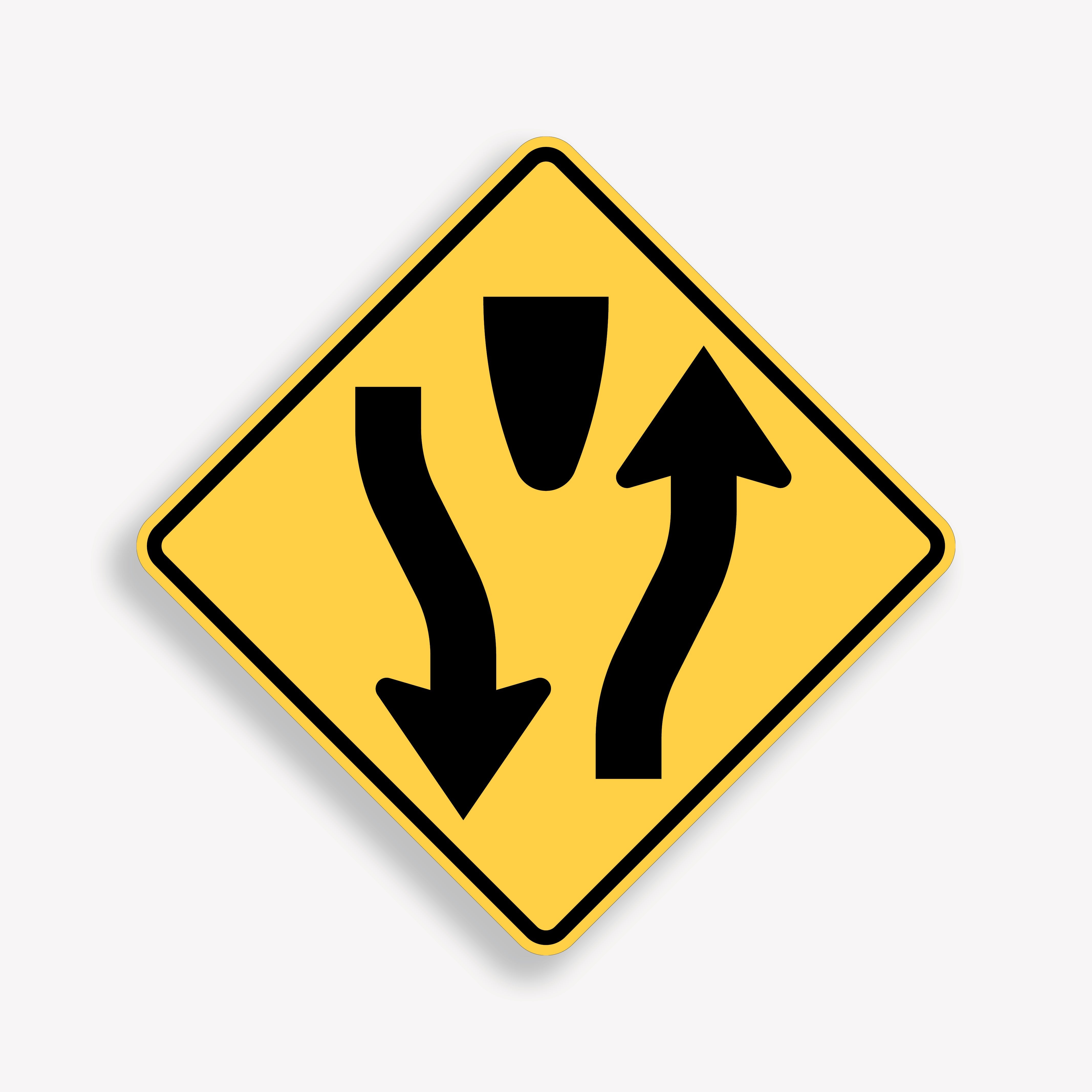 Divided and Two-Way Traffic Warning Signs