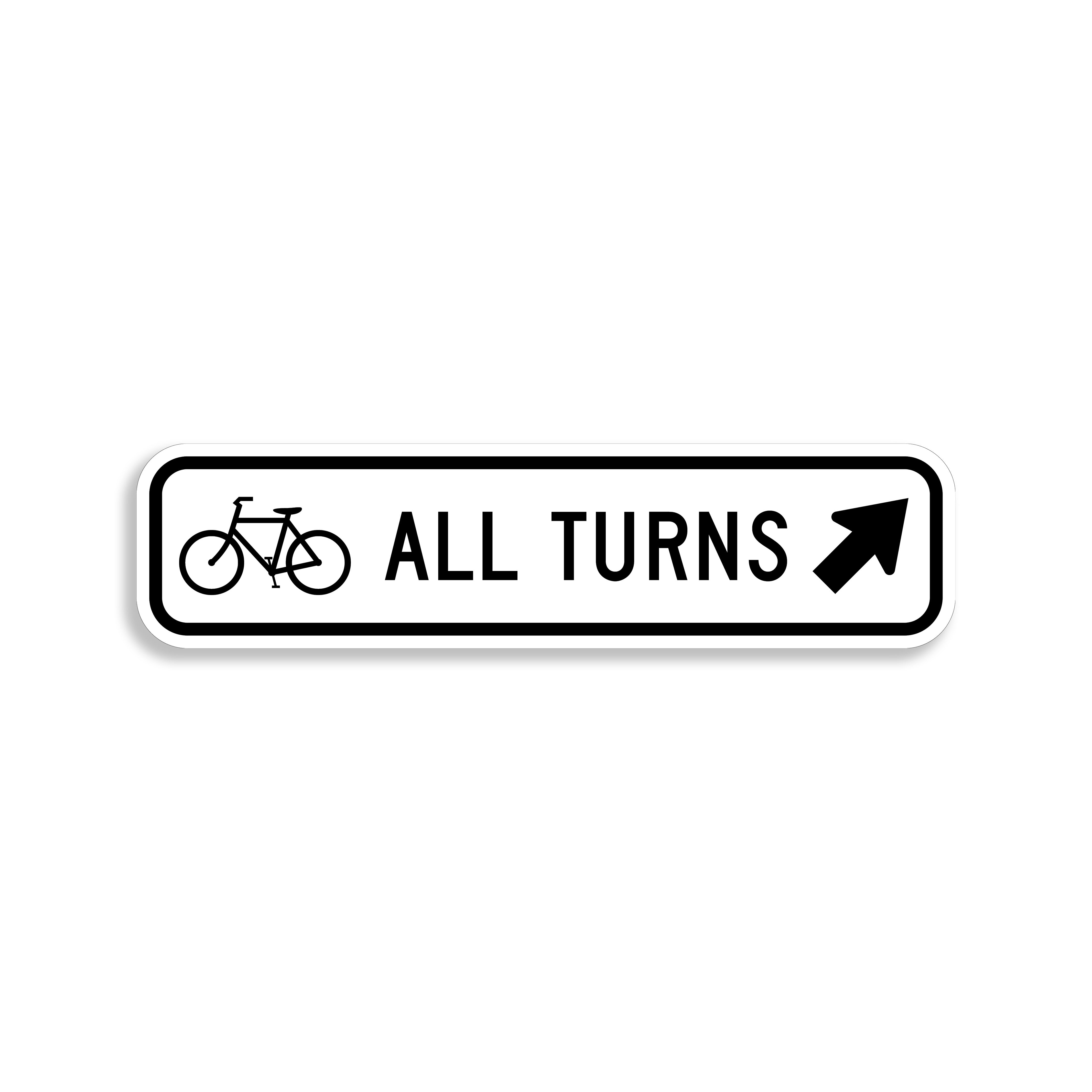 Bicycles All Turns Oblique Sign