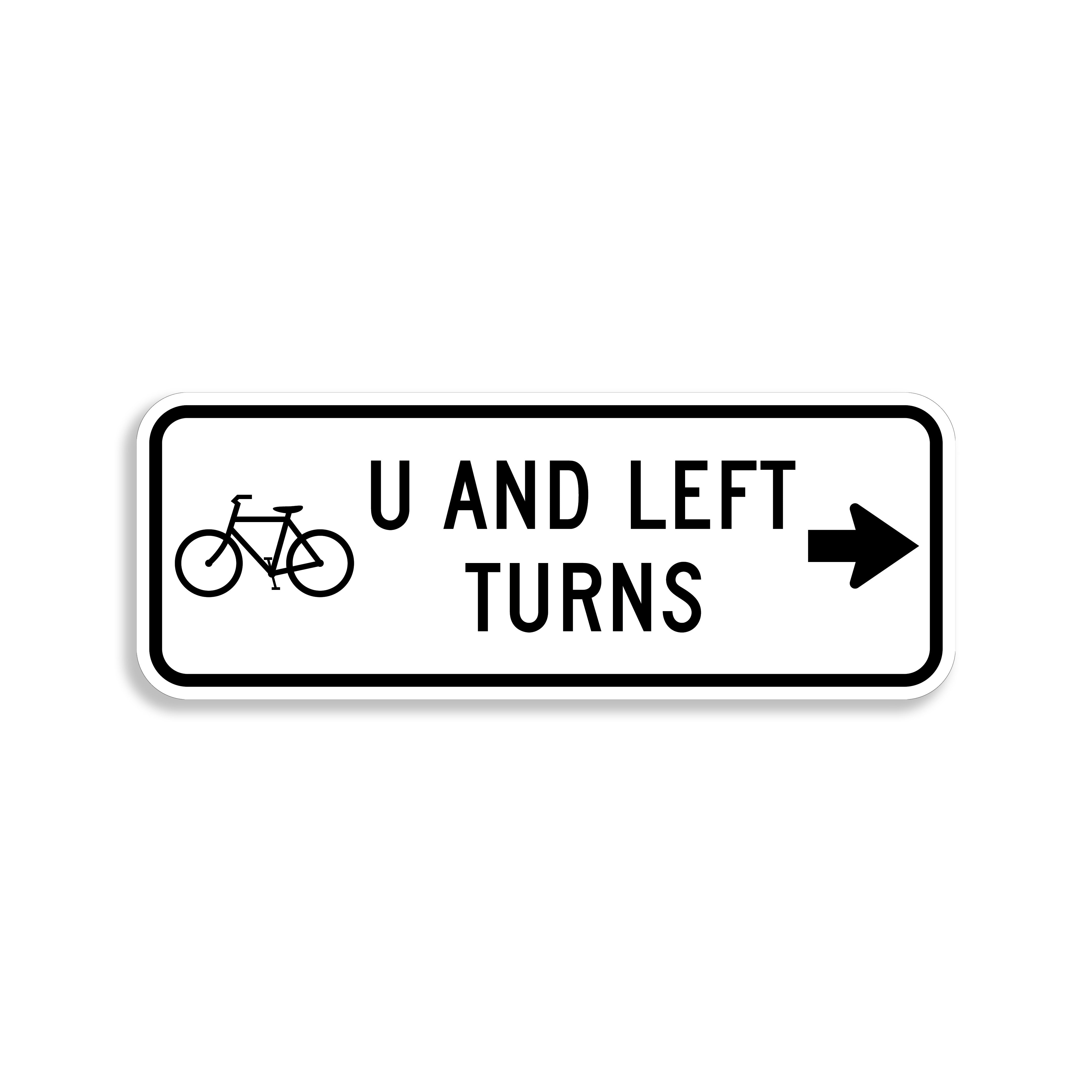 Bicycles U and Left Turns Horizontal Sign