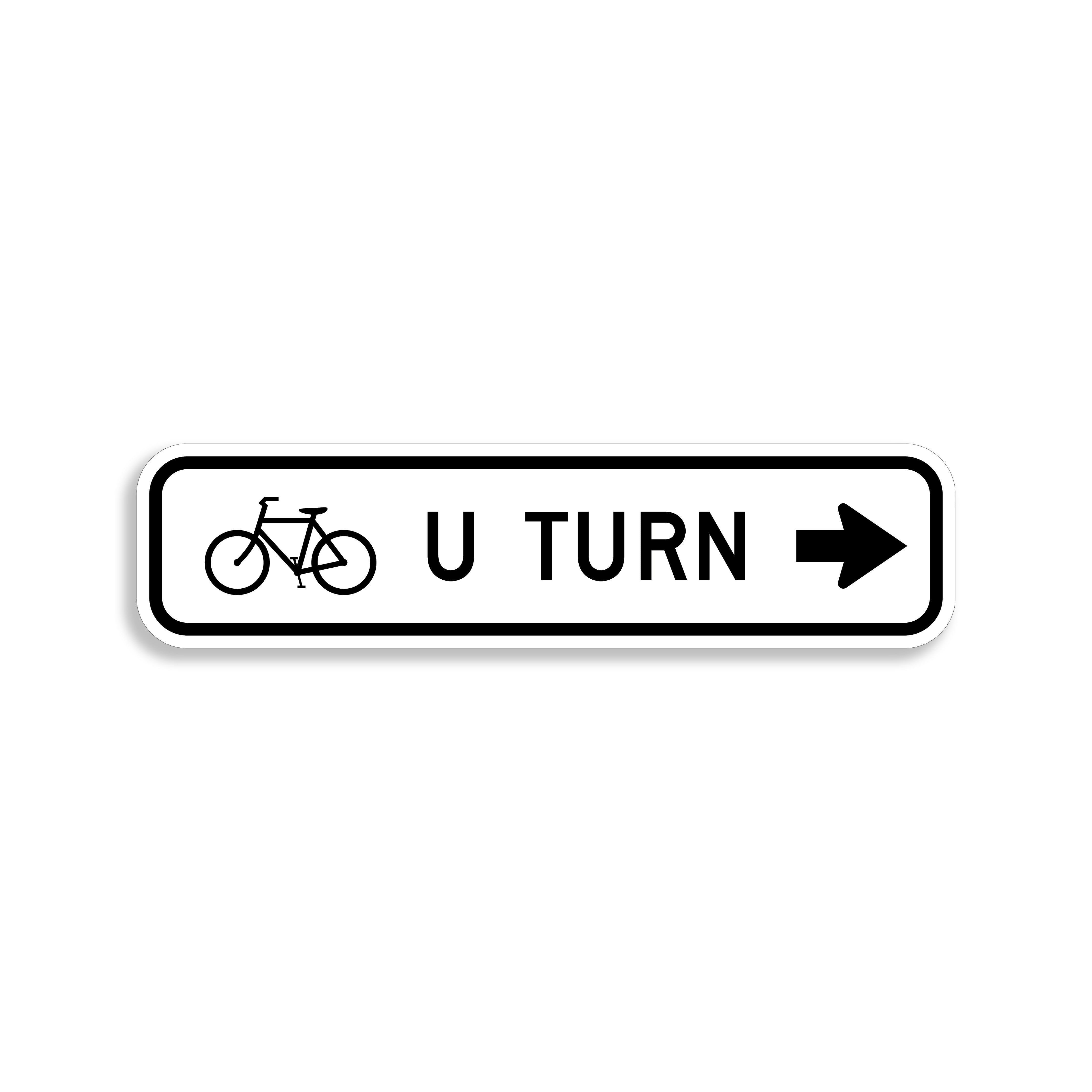 Bicycles U Turn Horizontal Sign
