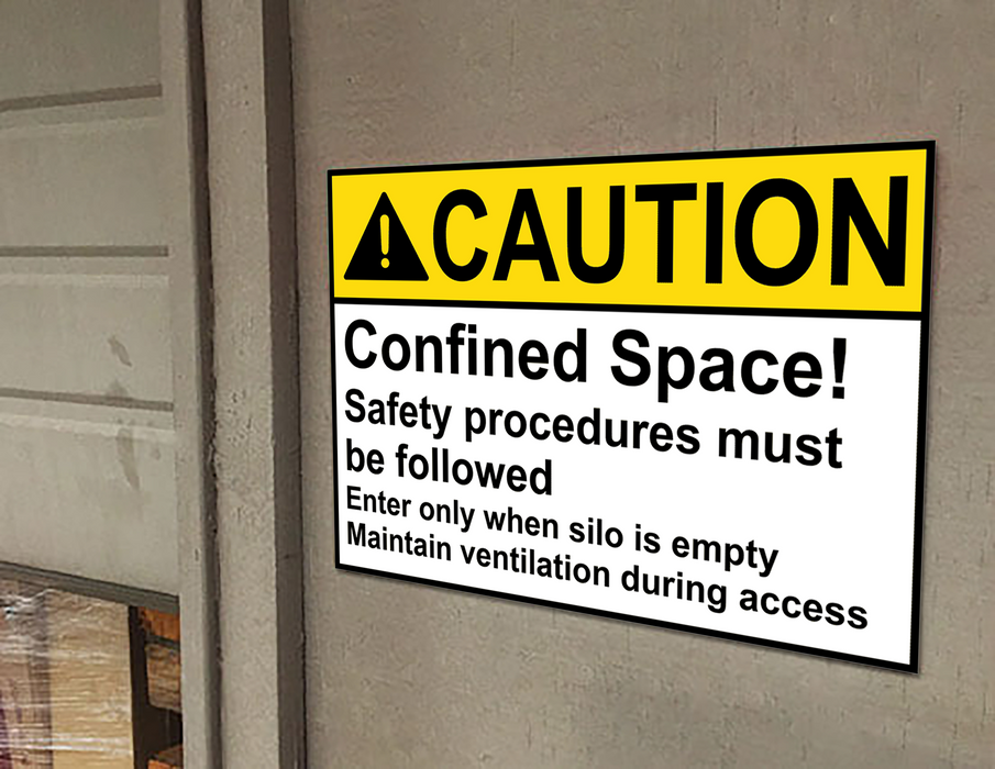 ANSI CAUTION Confined Space! Safety procedures must be followed Sign