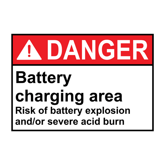 ANSI DANGER Battery Charging Area Risks Sign
