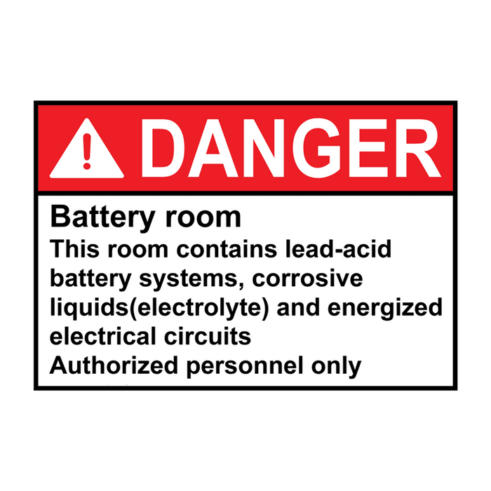 ANSI DANGER Battery Room Contains Lead-Acid Sign