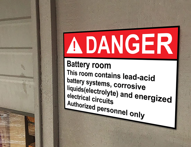 ANSI DANGER Battery Room Contains Lead-Acid Sign