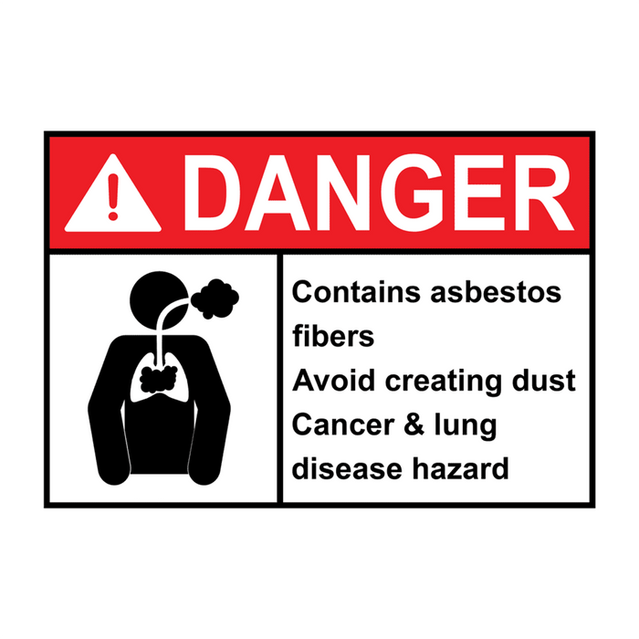 ANSI DANGER Contains asbestos fibers Sign with Symbol