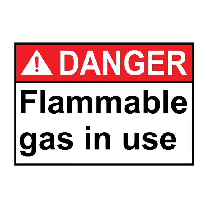 ANSI DANGER Flammable gas in use Sign