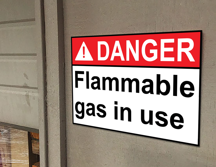 ANSI DANGER Flammable gas in use Sign