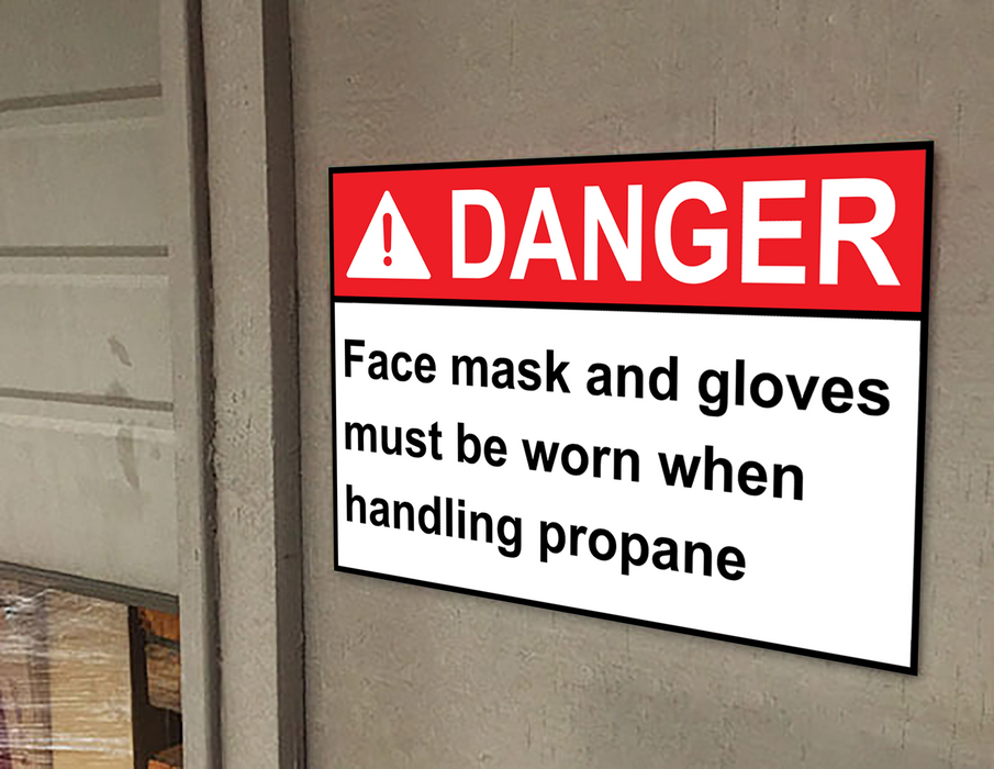 ANSI DANGER Face mask and gloves must be worn when handling Sign