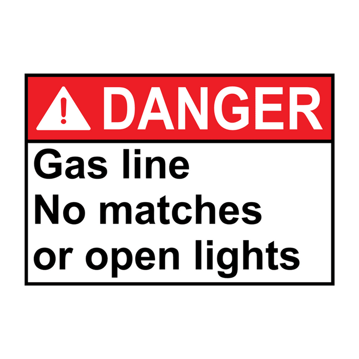 ANSI DANGER Gas line No matches or open lights