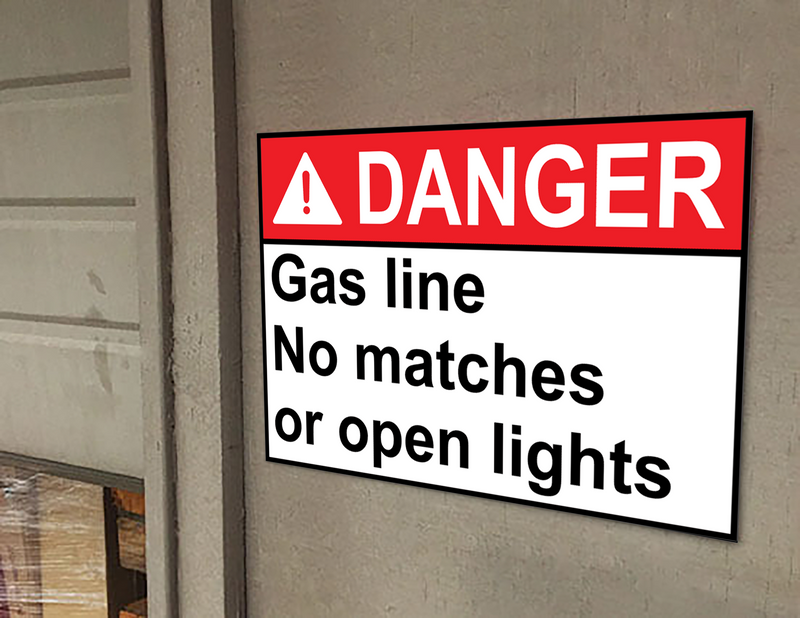 ANSI DANGER Gas line No matches or open lights