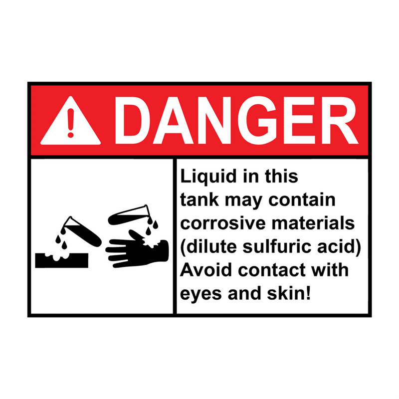 ANSI DANGER Liquid in this tank may contain corrosive Sign with Symbol
