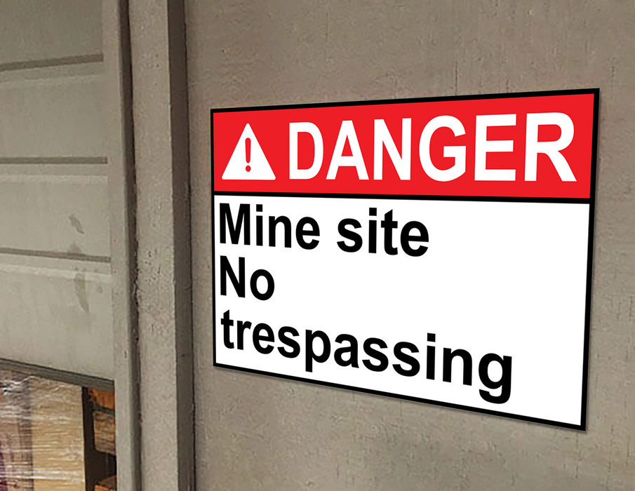 ANSI DANGER Mine site No trespassing Sign