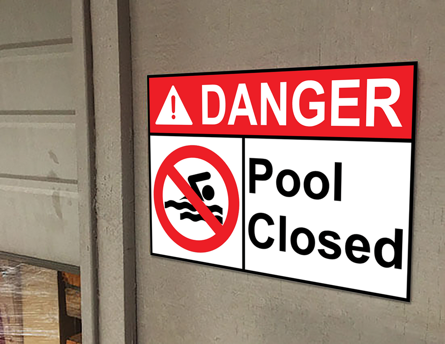 ANSI DANGER Pool Closed Sign with Symbol