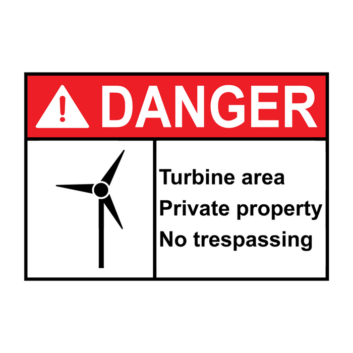 ANSI DANGER Turbine area Private property Sign with Symbol