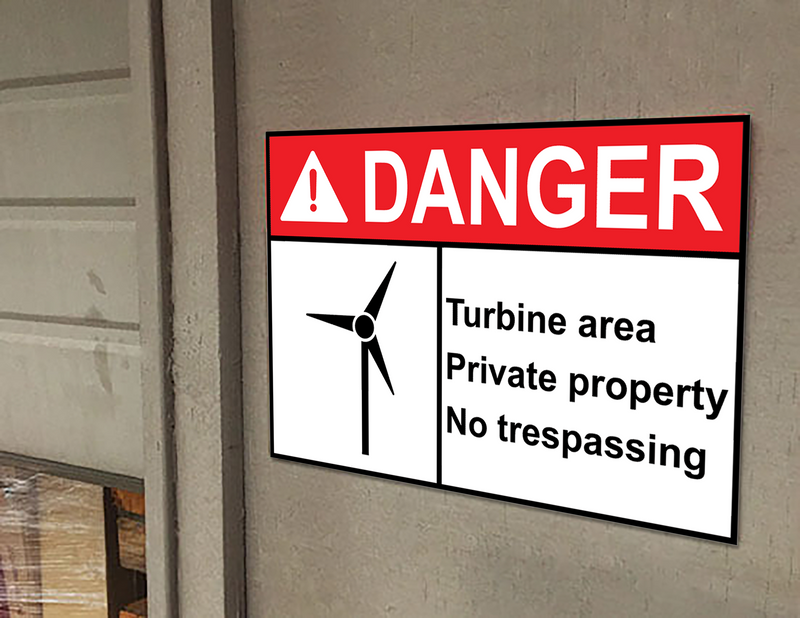 ANSI DANGER Turbine area Private property Sign with Symbol