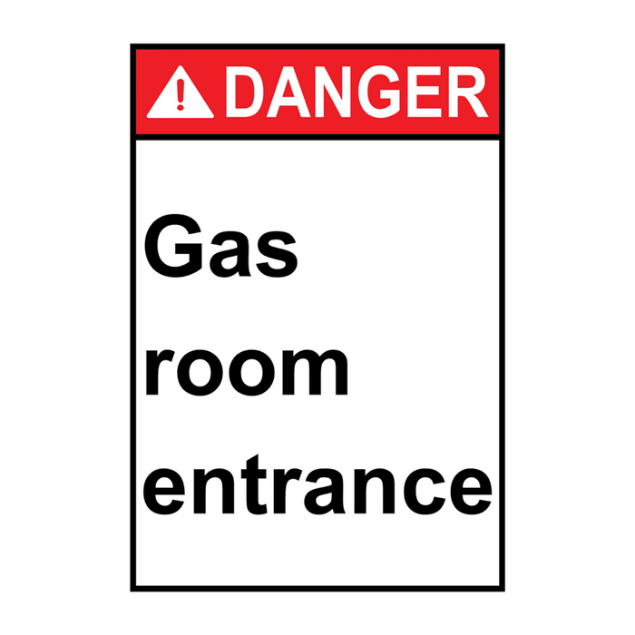 Portrait ANSI DANGER Gas room entrance Sign