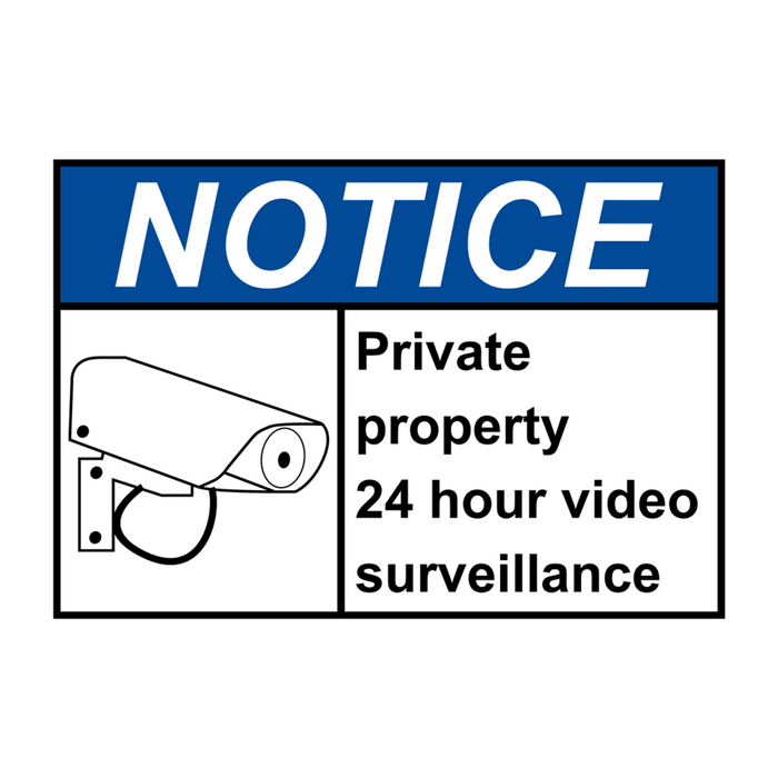 ANSI NOTICE 24 hour video surveillance Sign with Symbol