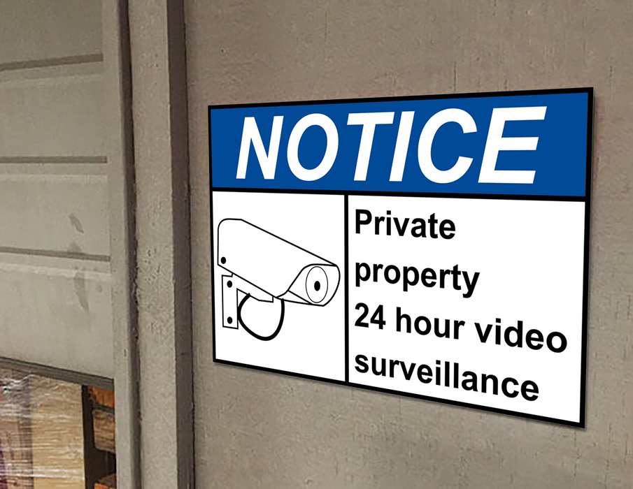 ANSI NOTICE 24 hour video surveillance Sign with Symbol