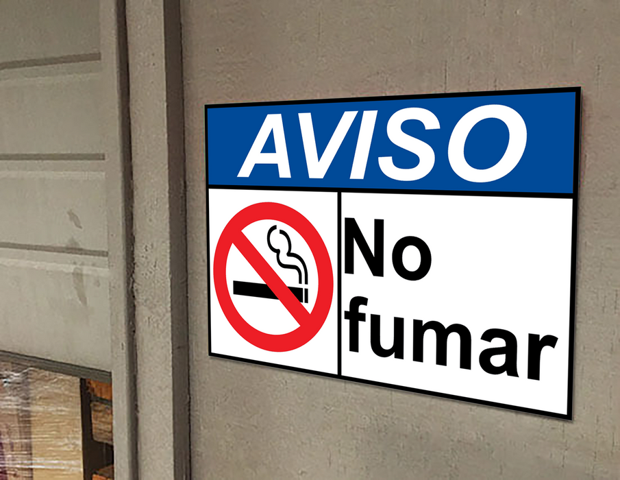 Spanish ANSI NOTICE No Smoking Sign With Symbol