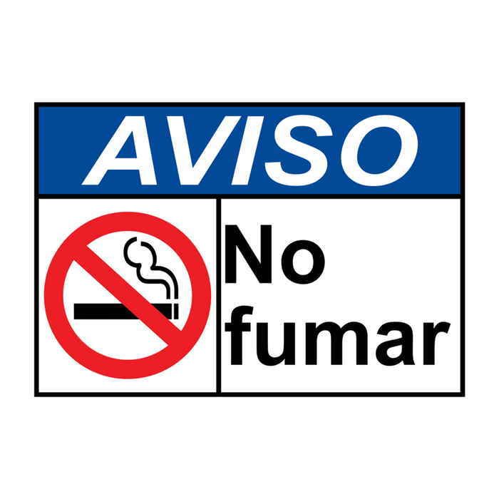 Spanish ANSI NOTICE No Smoking Sign With Symbol