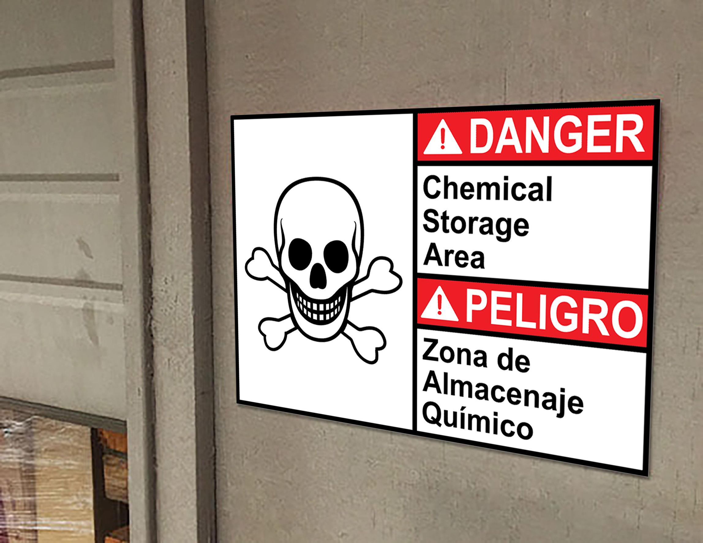 ANSI DANGER Acid area Sign with GHS Symbol