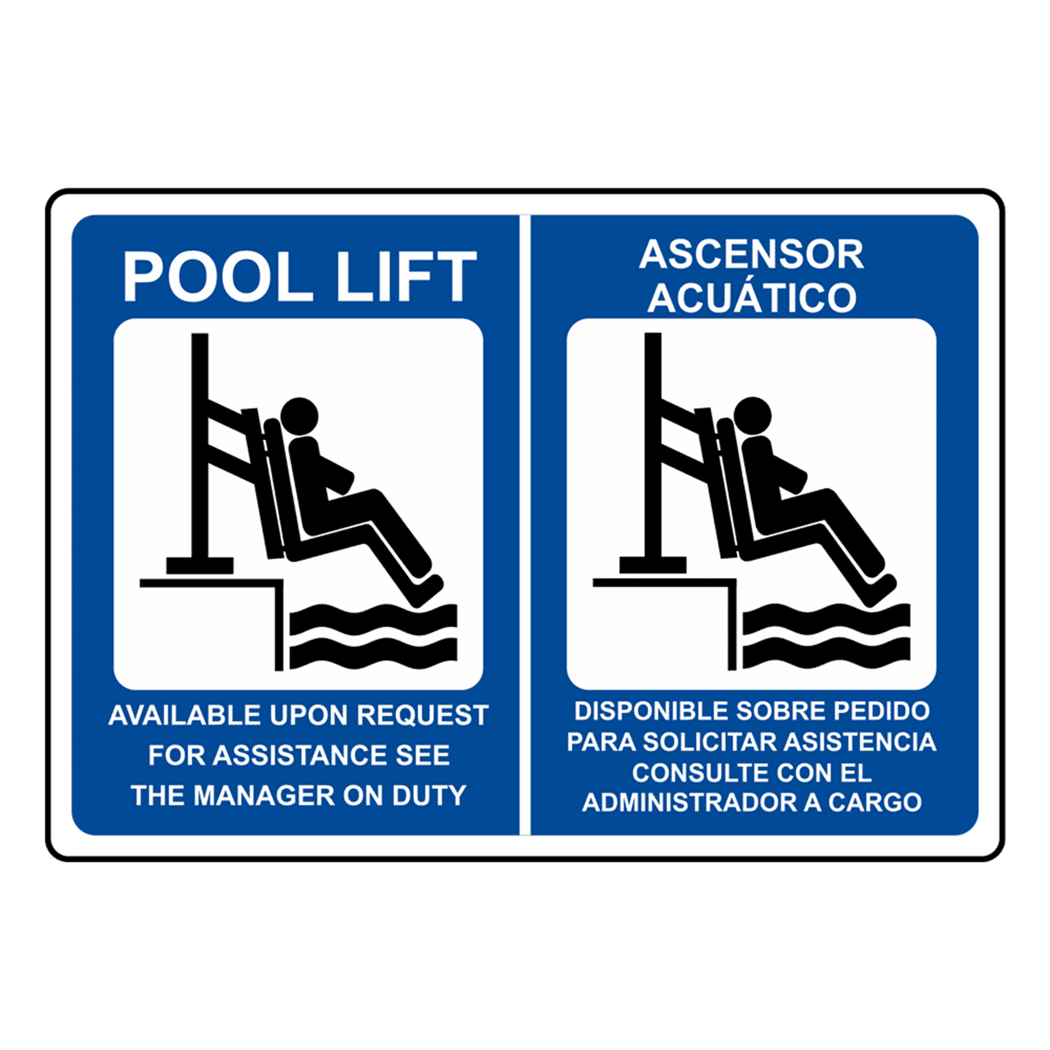 Pool Lift Available With Symbol Sign Handicap Pool Lift — Safety Sign ...