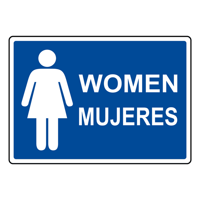 Blue Women - Mujeres Restroom Sign With Symbol