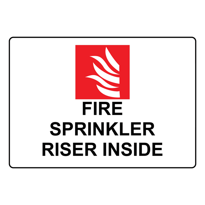 Fire Sprinkler Riser Inside Sign With Symbol