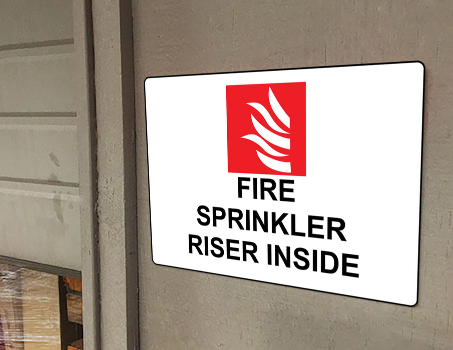 Fire Sprinkler Riser Inside Sign With Symbol