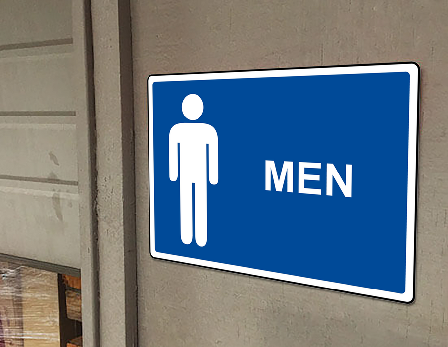 Blue Men Restroom Sign With Symbol