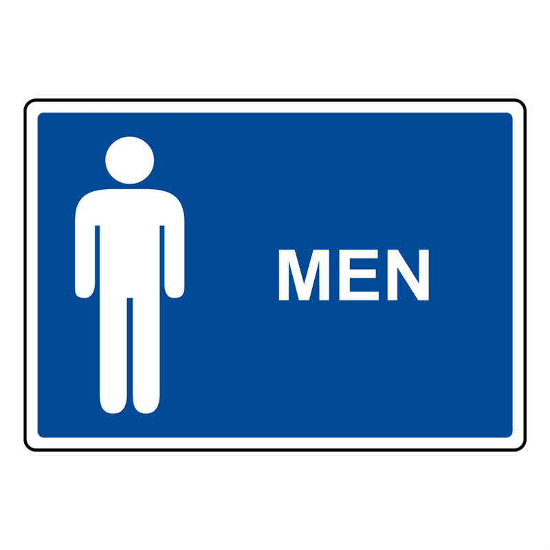 Blue Men Restroom Sign With Symbol