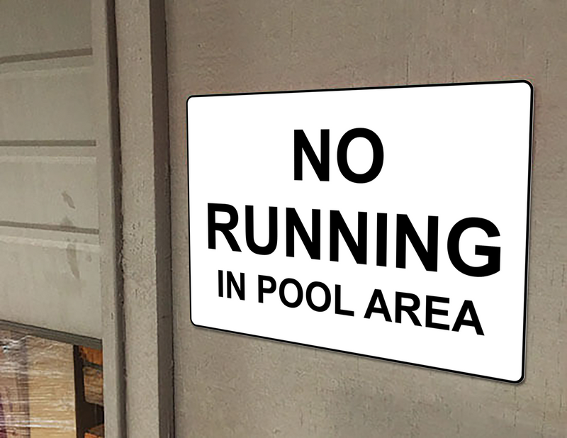 No Running In Pool Area Sign Swimming Pool / Spa