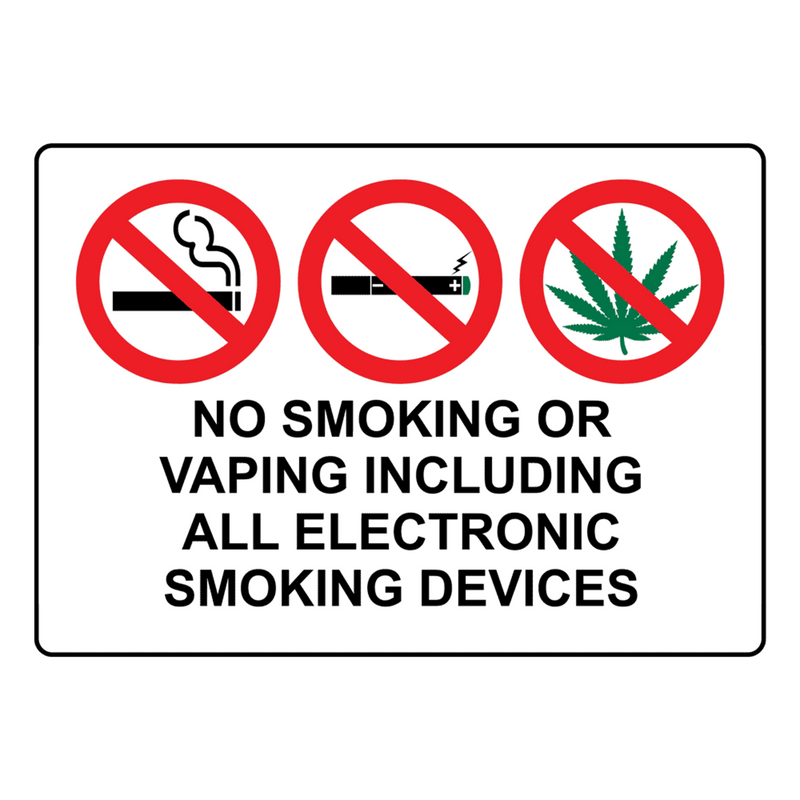 Letter height No Smoking No Vaping No E-Cigarettes Sign With Symbol