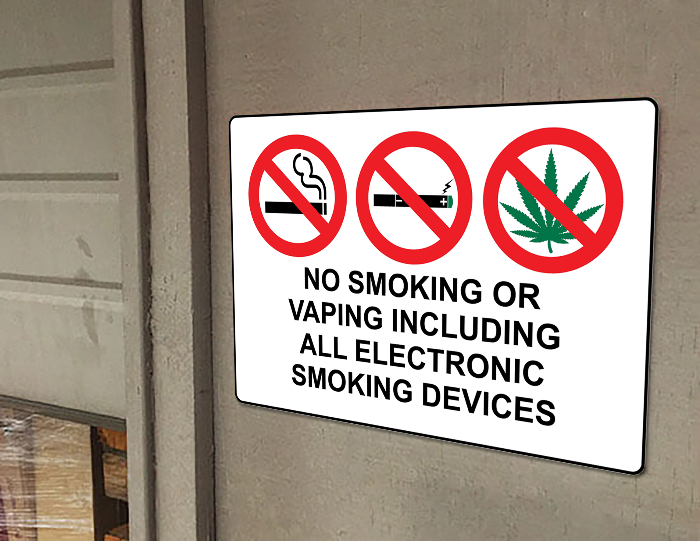 Letter height No Smoking No Vaping No E-Cigarettes Sign With Symbol