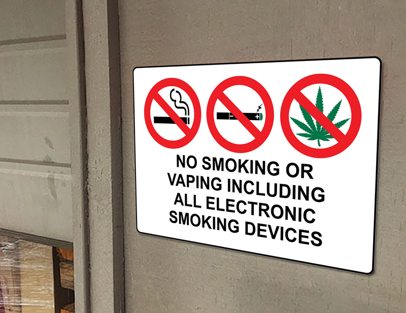 Letter height No Smoking No Vaping No E-Cigarettes Sign With Symbol