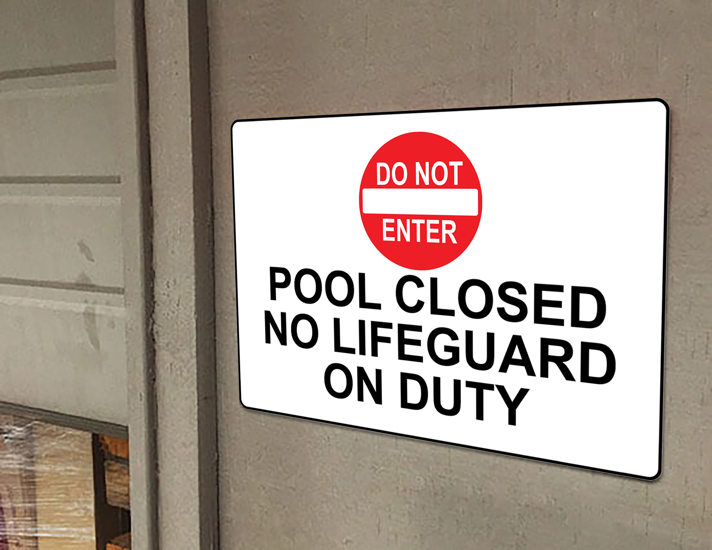 Piscina Cerrada Sin Socorrista De Servicio Cartel Con Símbolo