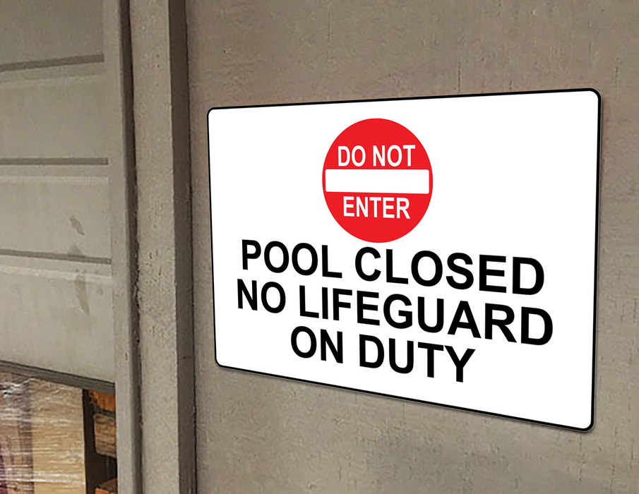 Pool Closed No Lifeguard On Duty Sign With Symbol