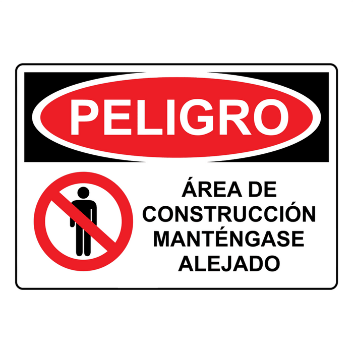 Spanish OSHA DANGER Construction Site No Trespassing Sign With Symbol
