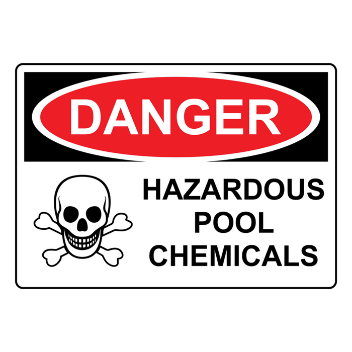 OSHA DANGER Hazardous Pool Chemicals Sign With Symbol