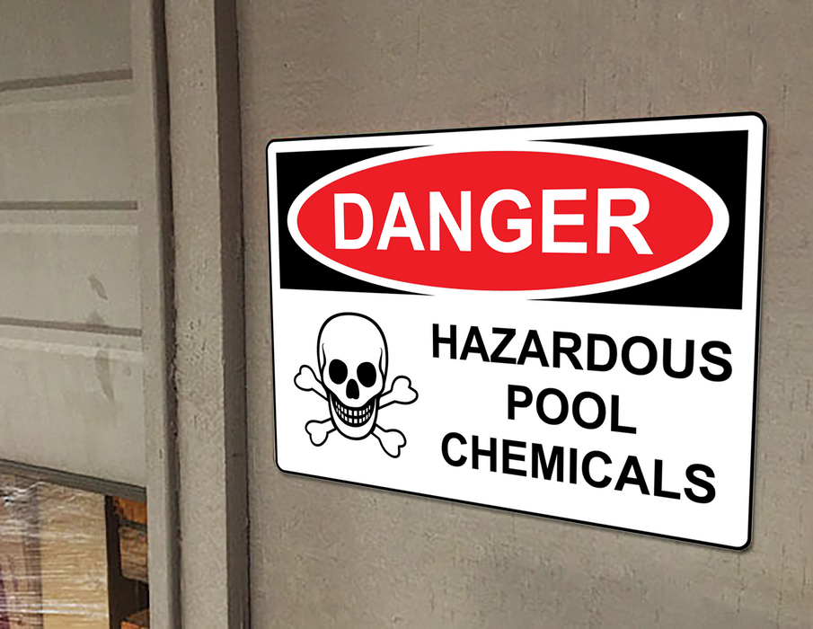 OSHA DANGER Hazardous Pool Chemicals Sign With Symbol