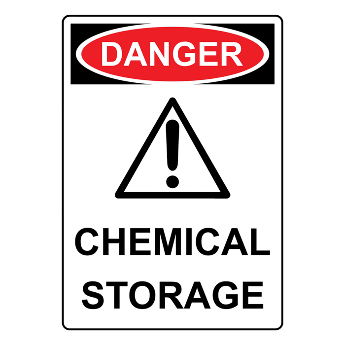 Portrait OSHA DANGER Chemical Storage Sign With Symbol