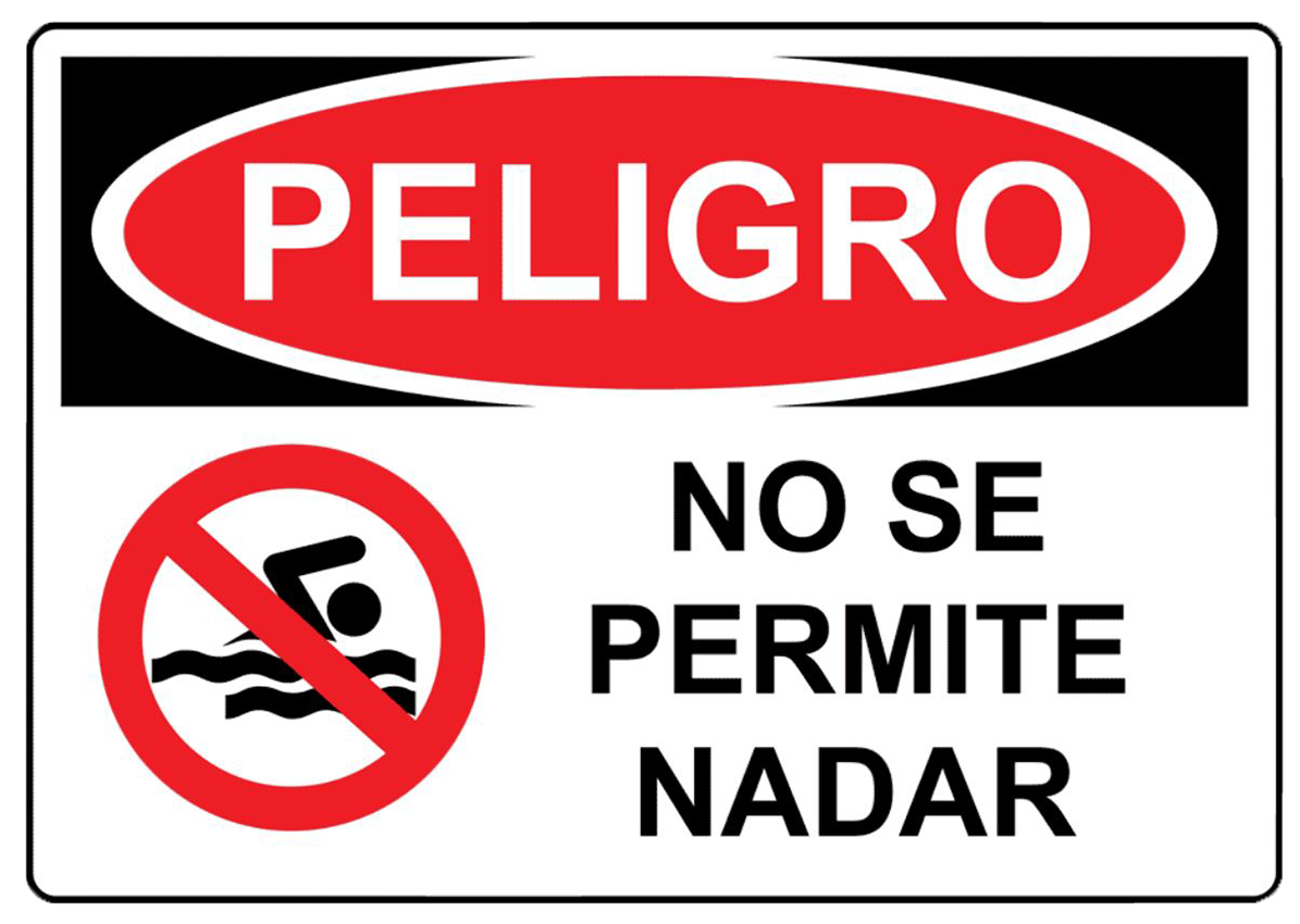 Spanish OSHA DANGER No Swimming Sign With Symbol