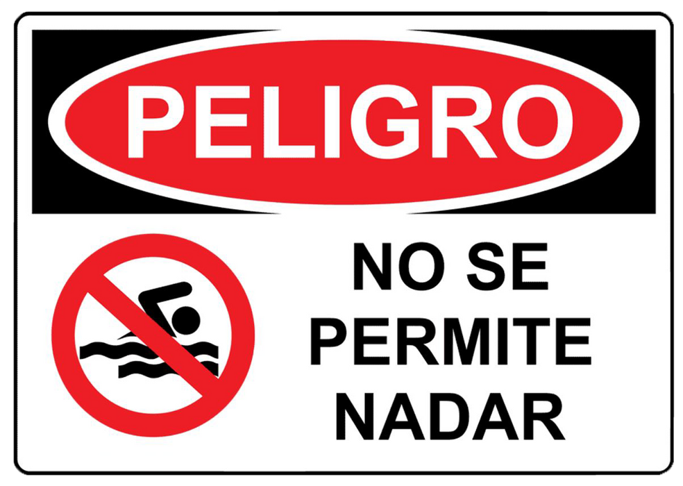 Spanish OSHA DANGER No Swimming Sign With Symbol