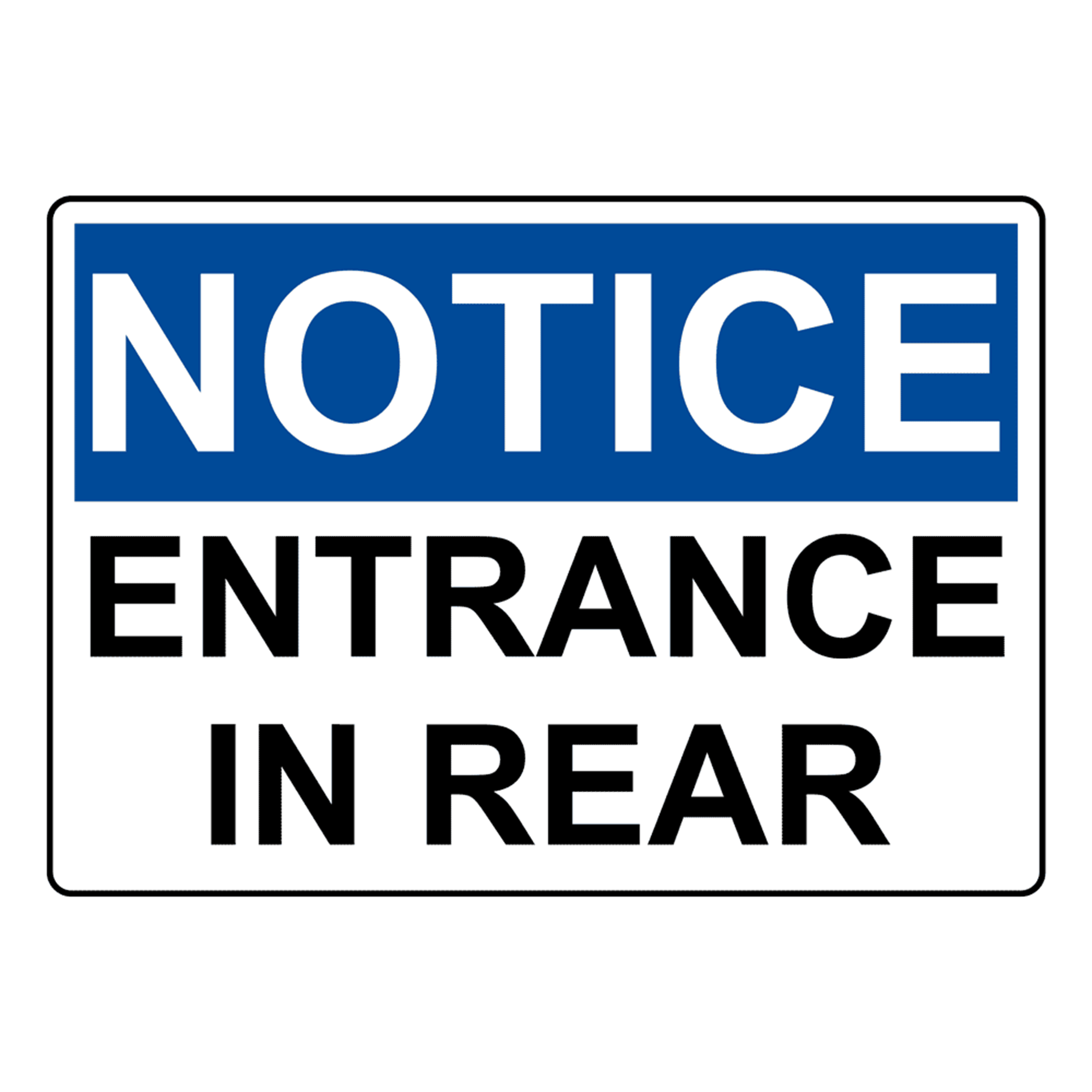 AVISO DE OSHA Entrada por la Parte Trasera Letrero