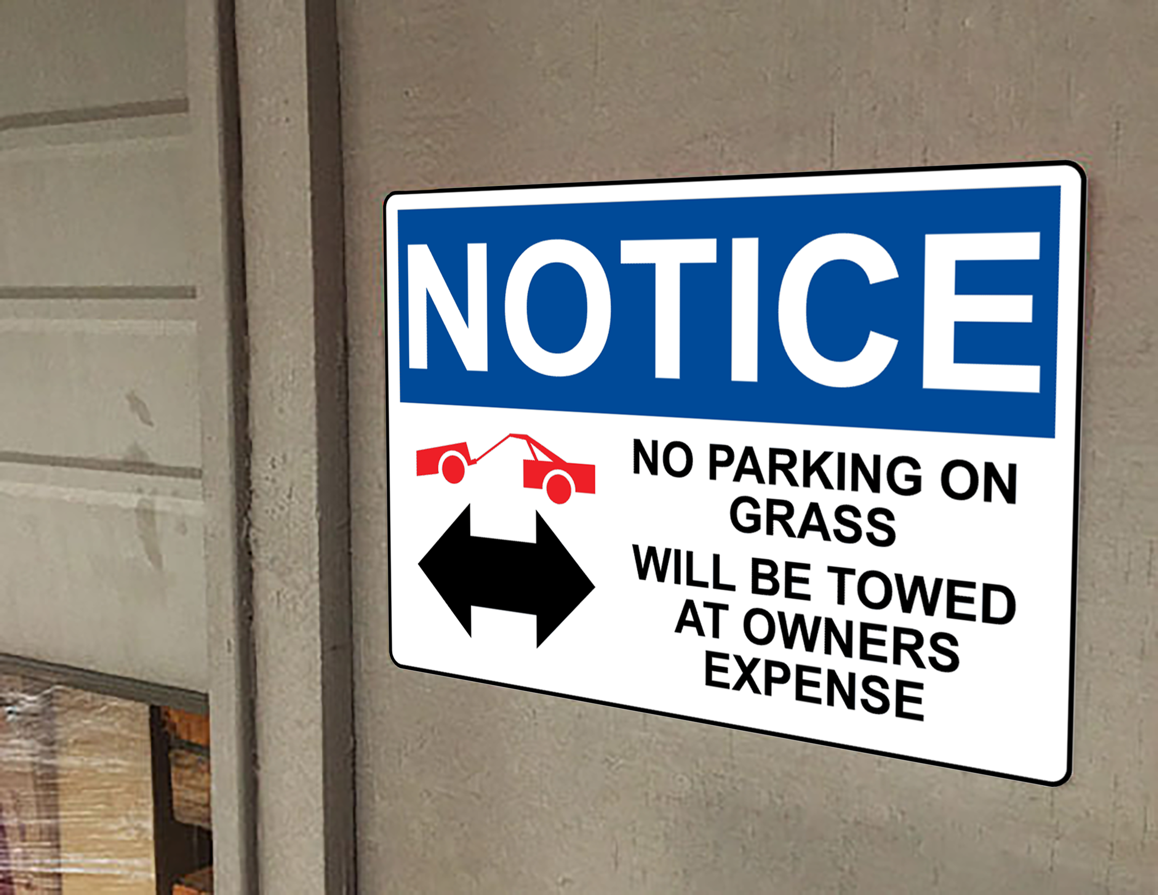 AVISO DE LA OSHA Prohibido Estacionar en el Césped Se colocará letrero con símbolo